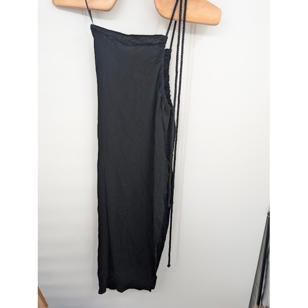 JLuxlabel Cotton-Linen Rope Drawstring Maxi Dress Black NWT Women's sz XS